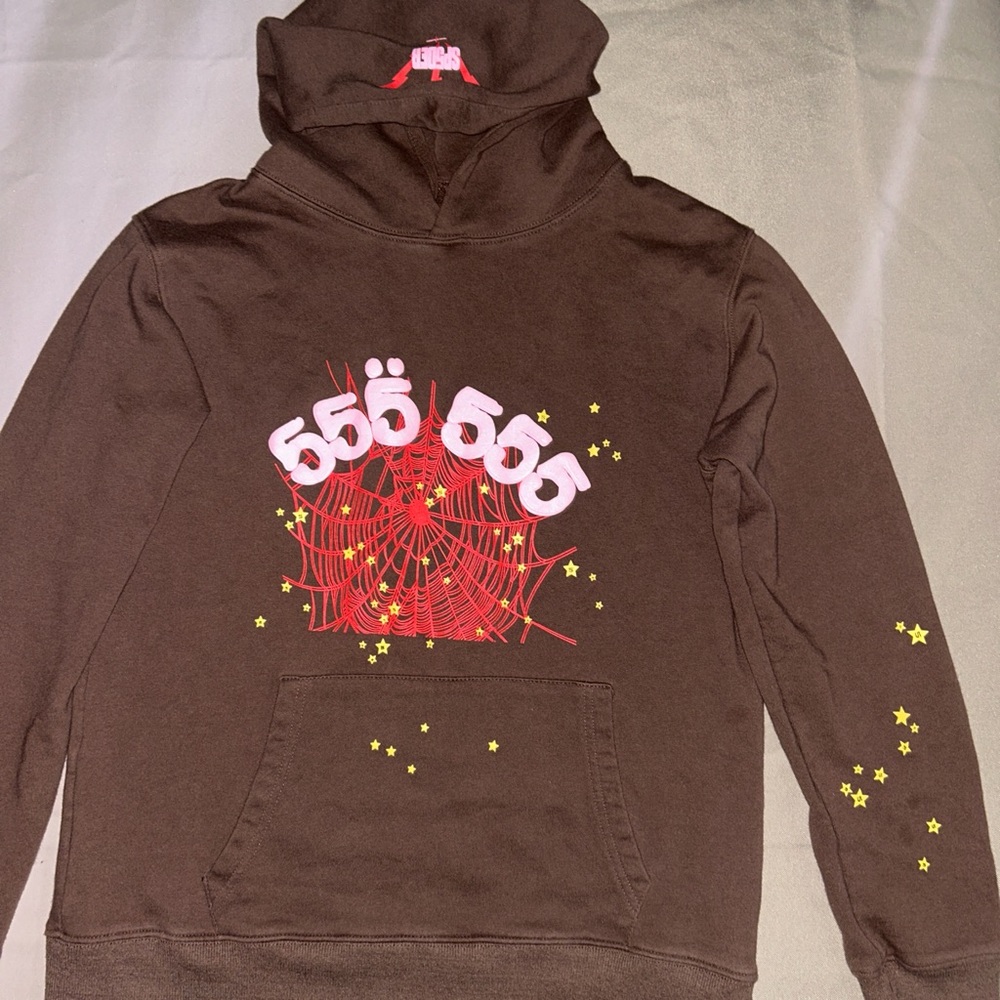 Spider Worldwide Brown Pullover Hoodie size Large - Picture 2 of 4